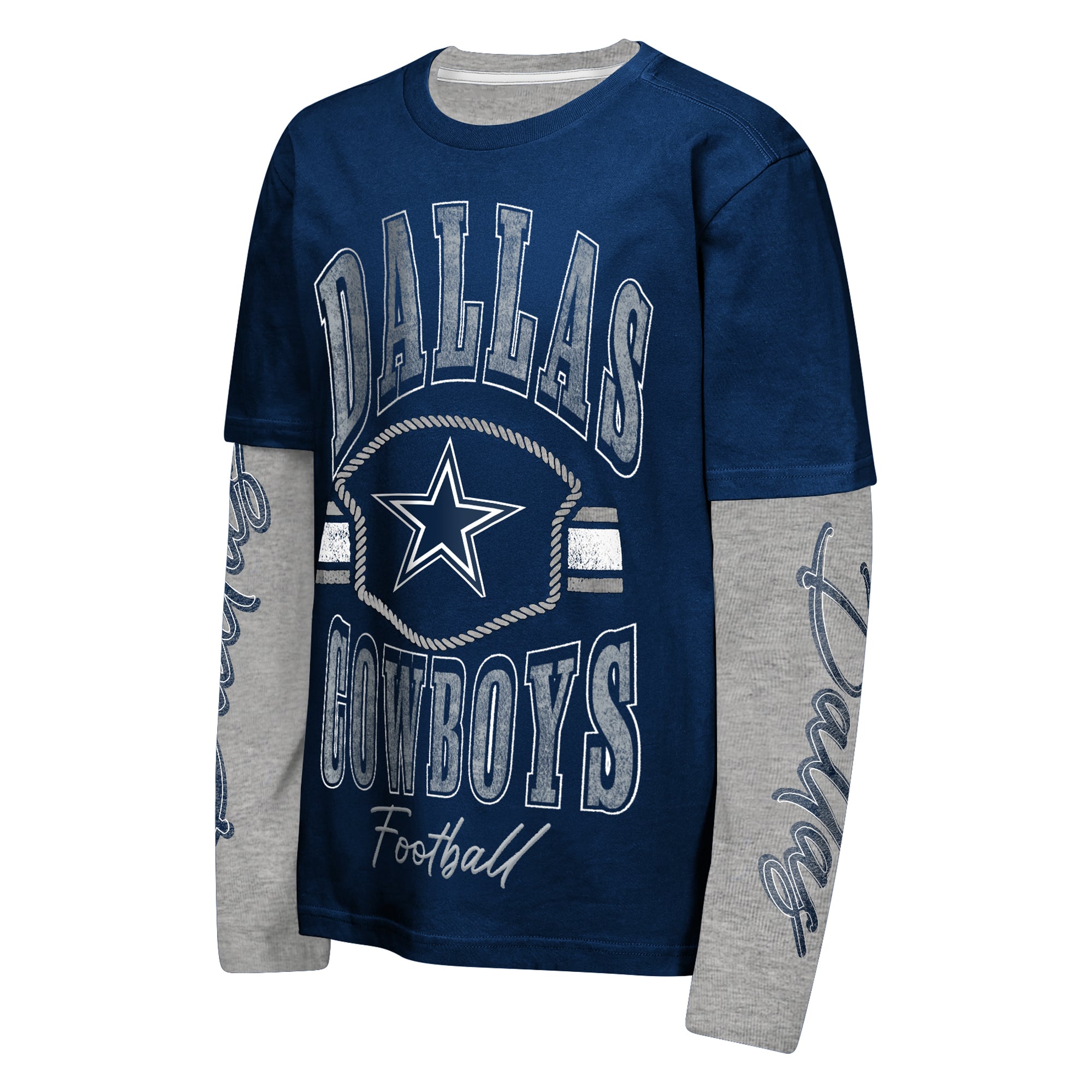 Youth Outerstuff Navy/Silver Dallas Cowboys The Mix 2.0 3-in-1 Combo T-Shirt