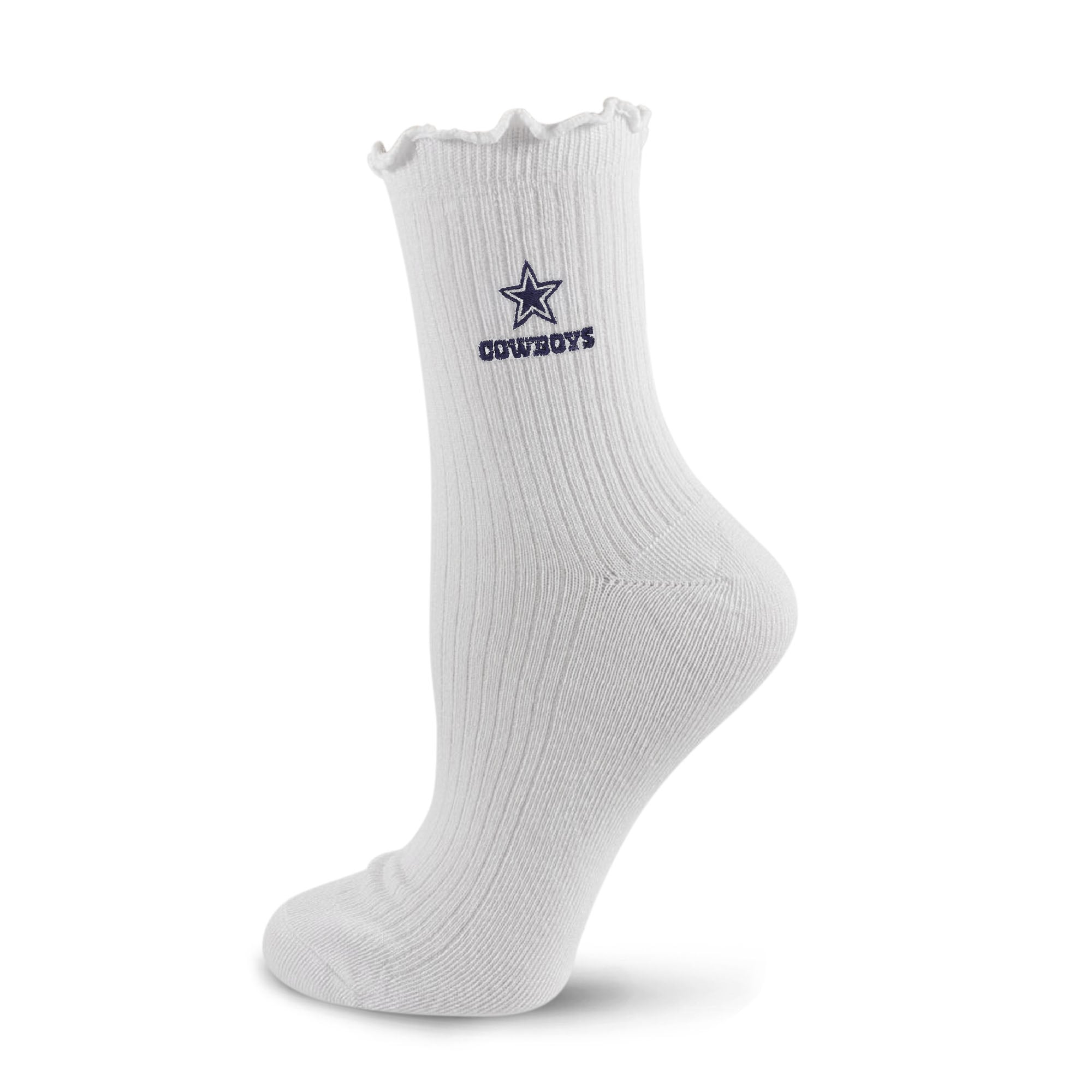 Chaussettes de compression Youth PRO blanches à ourlet ondulé avec logo des Dallas Cowboys