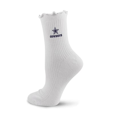  Dallas Cowboys PRO Compression Youth Logo Lettuce Hem Quarter Socks - White