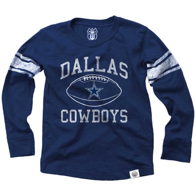 Dallas Cowboys Wes & Willy Youth Football Long Sleeve T-Shirt - Navy