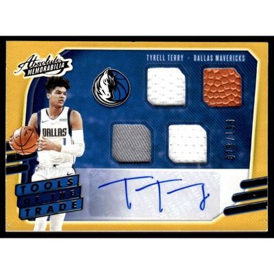 2020-21 Absolute Memorabilia Tools of the Trade Four Swatch Signatures Level 1 #16 Tyrell Terry/199