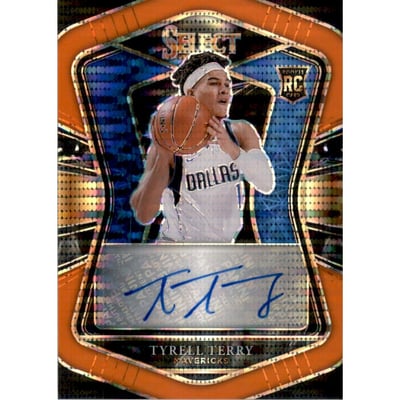 2020-21 Select Rookie Signatures Prizms Neon Orange Pulsar #31 Tyrell Terry