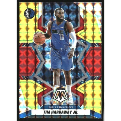 2021-22 Panini Mosaic Mosaic Choice Fusion Red and Yellow #156 Tim Hardaway Jr.