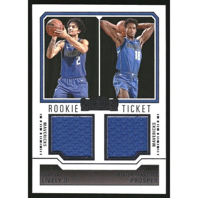 2023-24 Panini Contenders Rookie Ticket Dual Swatches #4 Dereck Lively II/Olivier-Maxence Prosper