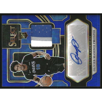 2023-24 Select Rookie Jersey Autographs Blue Prizms #29 Olivier-Maxence Prosper