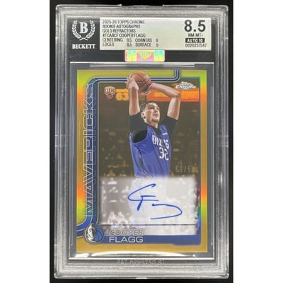 2025-26 Topps Chrome Rookie Autograph Gold Cooper Flagg RC Auto /50 BGS 8.5