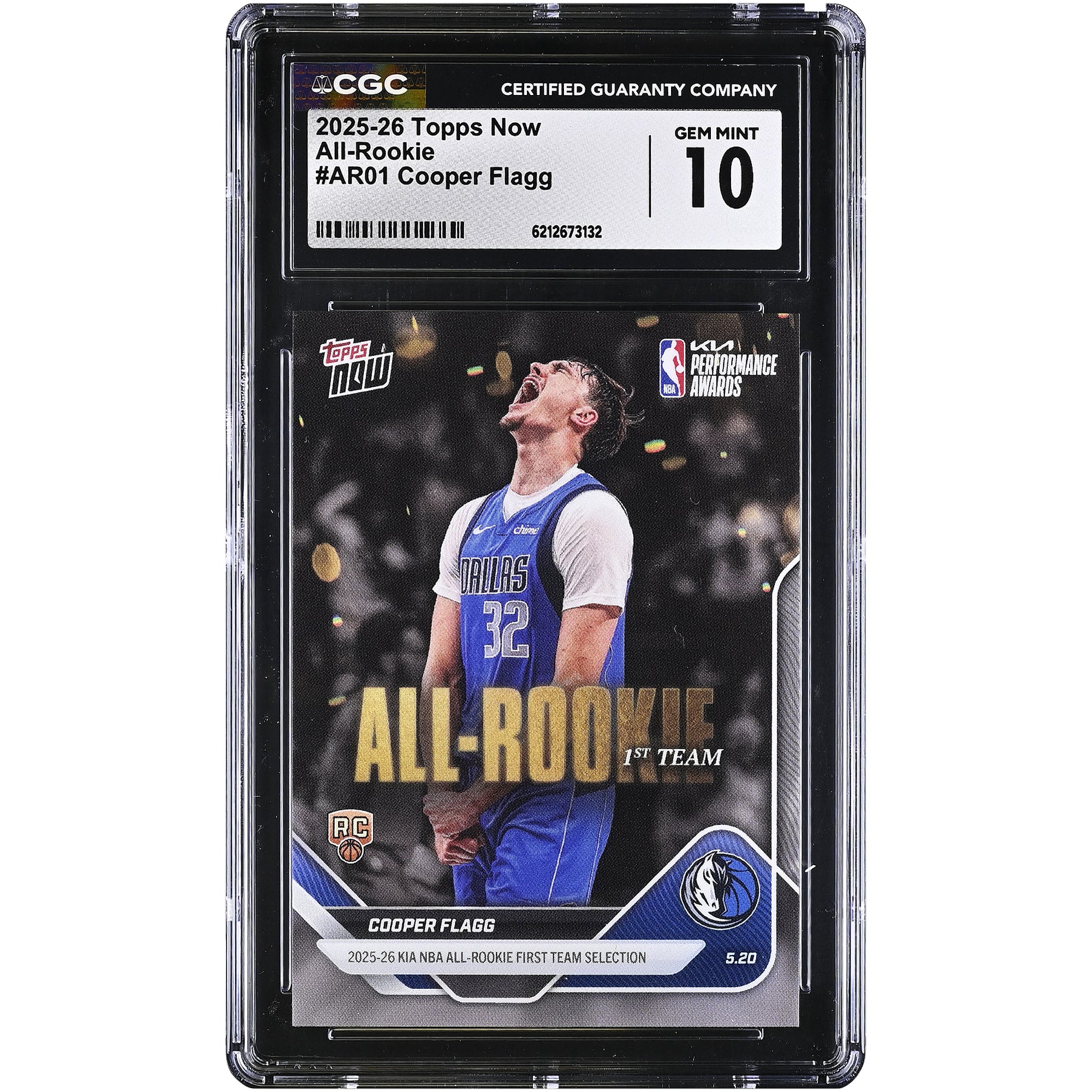 Carte de recrue Cooper Flagg Dallas Mavericks 2025-26 Topps Now All-Rookie #AR01 authentifiée CGC GEM MINT 10