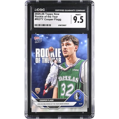 Cooper Flagg Dallas Mavericks 2025-26 Topps Now Rookie of the Year #ROTY CGC Authenticated MINT+ 9.5 Rookie Card