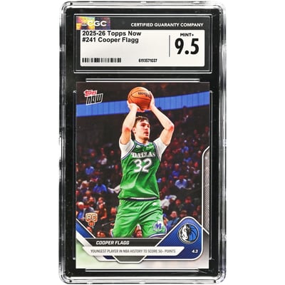 Cooper Flagg Dallas Mavericks 2025-26 Topps Now Youngest Player in NBA History to Score 50+ Points #241 CGC Authenticated 9.5 Rookie Card