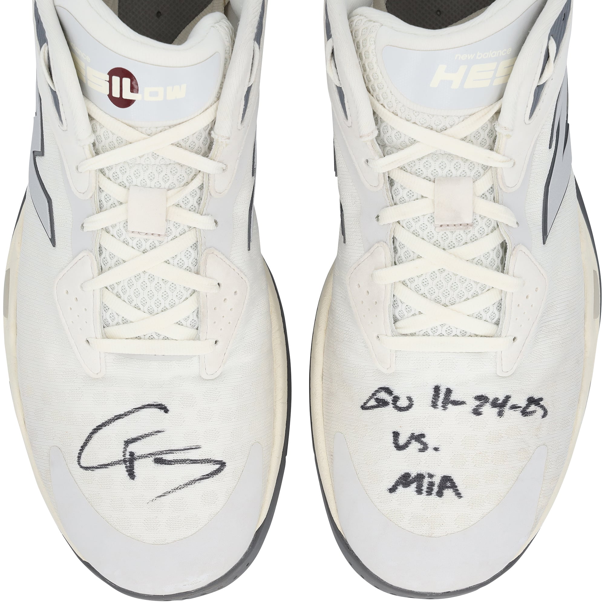 Cooper Flagg Dallas Mavericks Autographed Game-Used White New Balance Shoes vs. Miami Heat on November 24, 2025 with "Game Used" Inscription