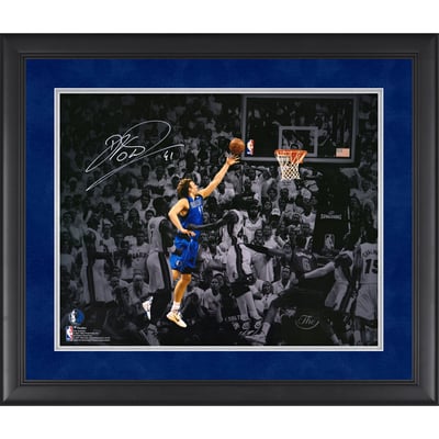Dirk Nowitzki Dallas Mavericks Autographed Fanatics Authentic Framed 16" x 20" Spotlight 2011 NBA Finals Game 2 Winning Shot vs. Miami Heat Photograph 