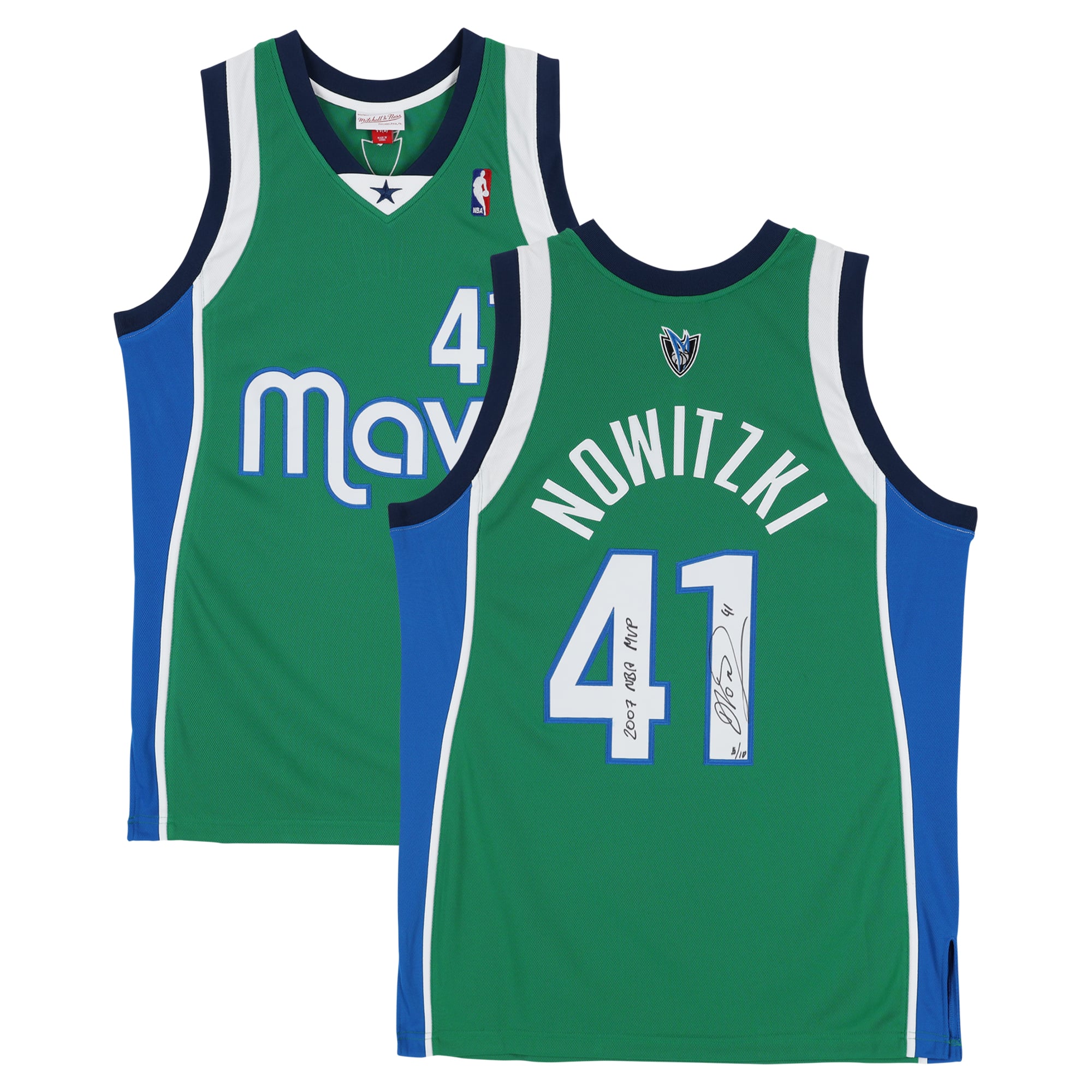 Dirk Nowitzki Dallas Mavericks Autographed Green Mitchell & Ness 2004 Authentic Jersey with "2007 MVP" Inscription - Limited Edition of 10