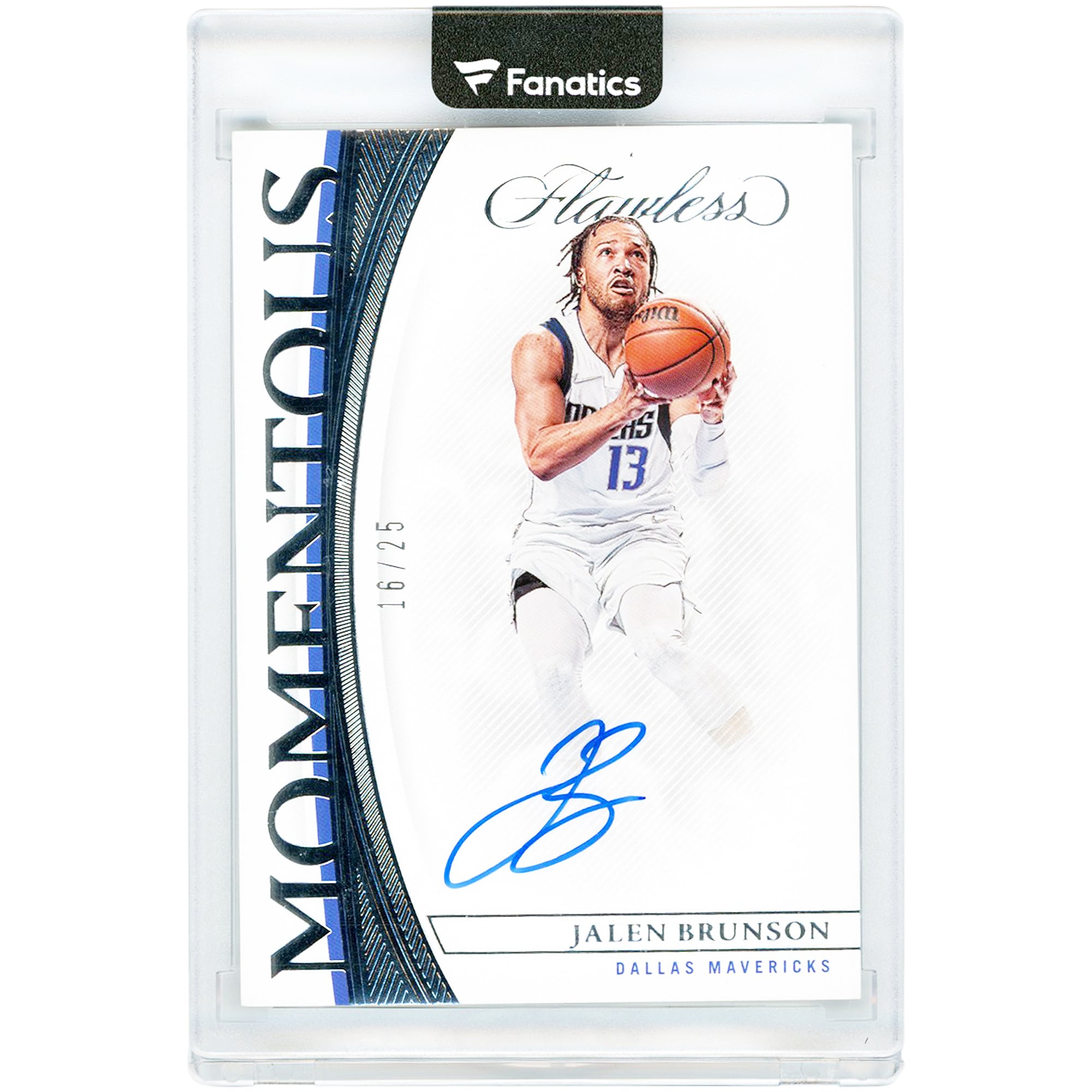 Carte autographiée de Jalen Brunson (Dallas Mavericks) 2021-22 Panini Flawless Momentous #MMA-JLB #16/25