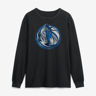 Dallas Mavericks  Metallic Mascot Long Sleeve T-Shirt - Black