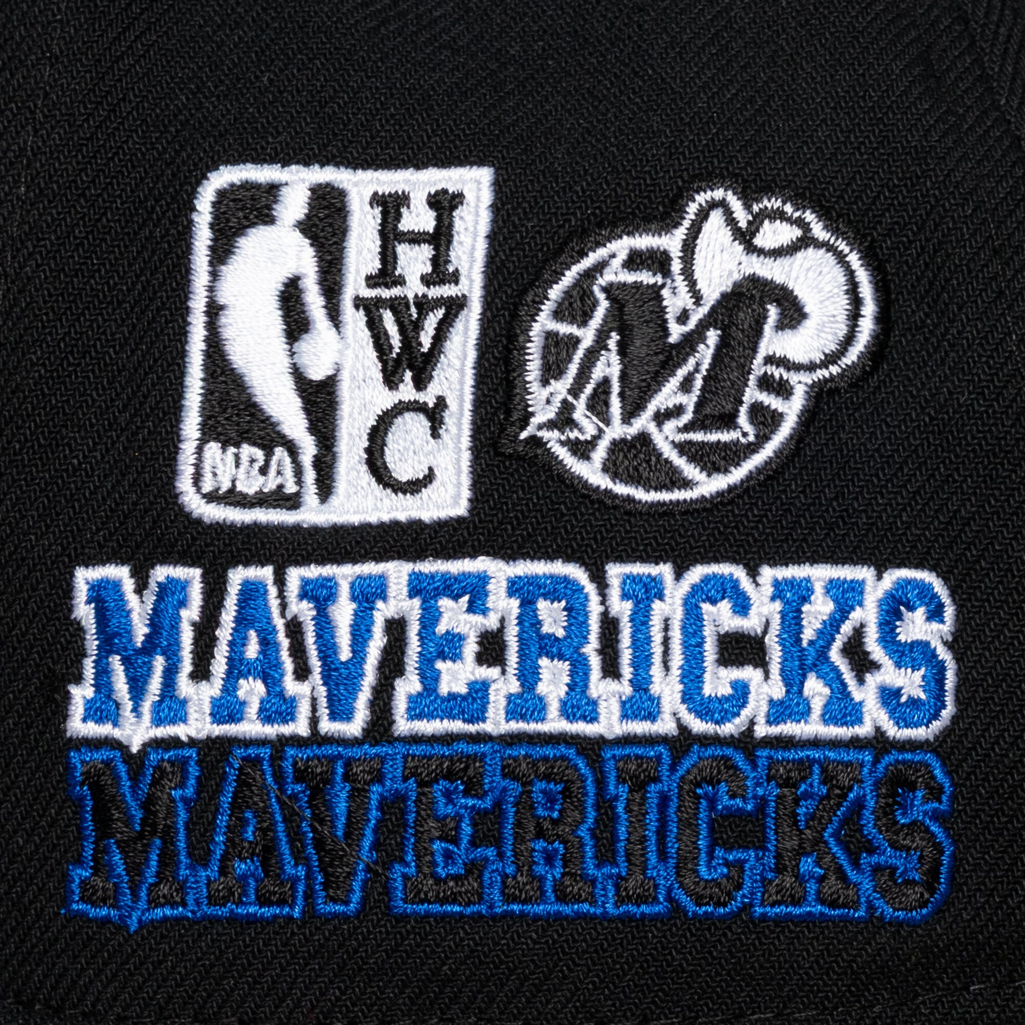Men's Mitchell & Ness  Black Dallas Mavericks Hardwood Classics Triple Check Pro Snapback Hat