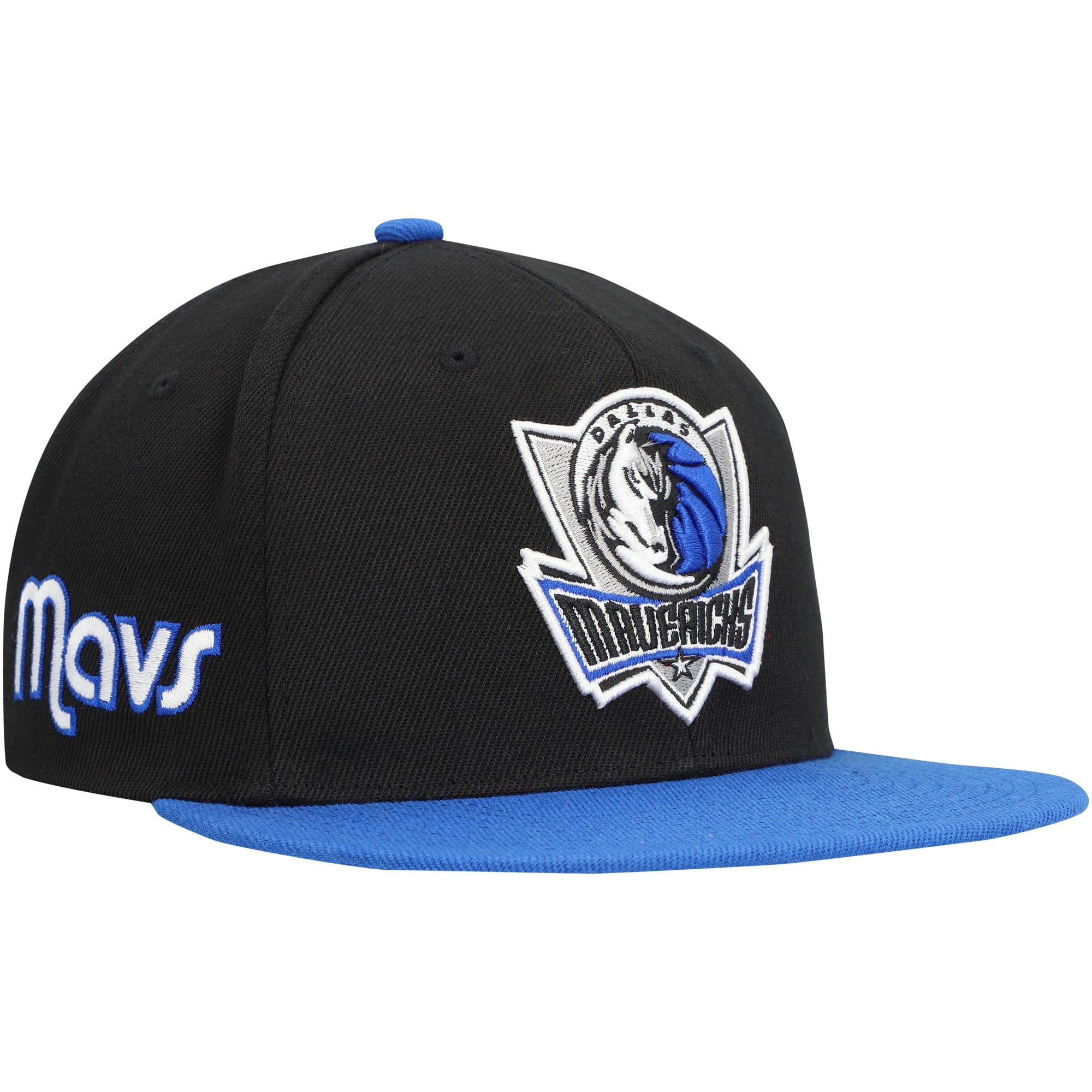 Men's Dallas Mavericks Mitchell & Ness Black/Royal Side Core 2.0 Snapback Hat