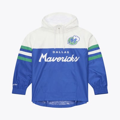  Dallas Mavericks Mitchell & Ness Head Coach Lightweight Anorak Quarter-Zip Windbreaker - Blue