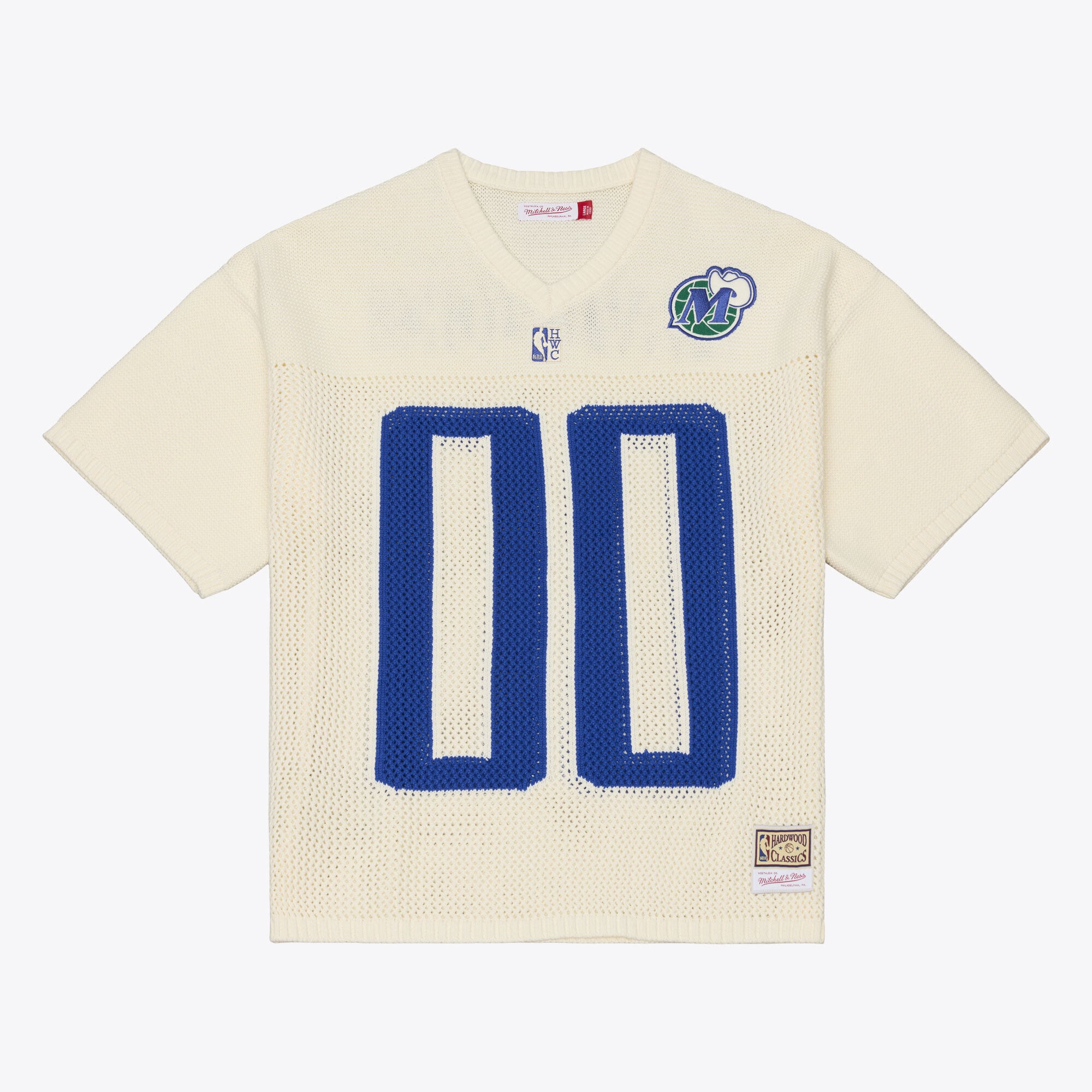 Men's Mitchell & Ness Cream Dallas Mavericks Hardwood Classics Retro Roots Short Sleeve Sweater Jersey