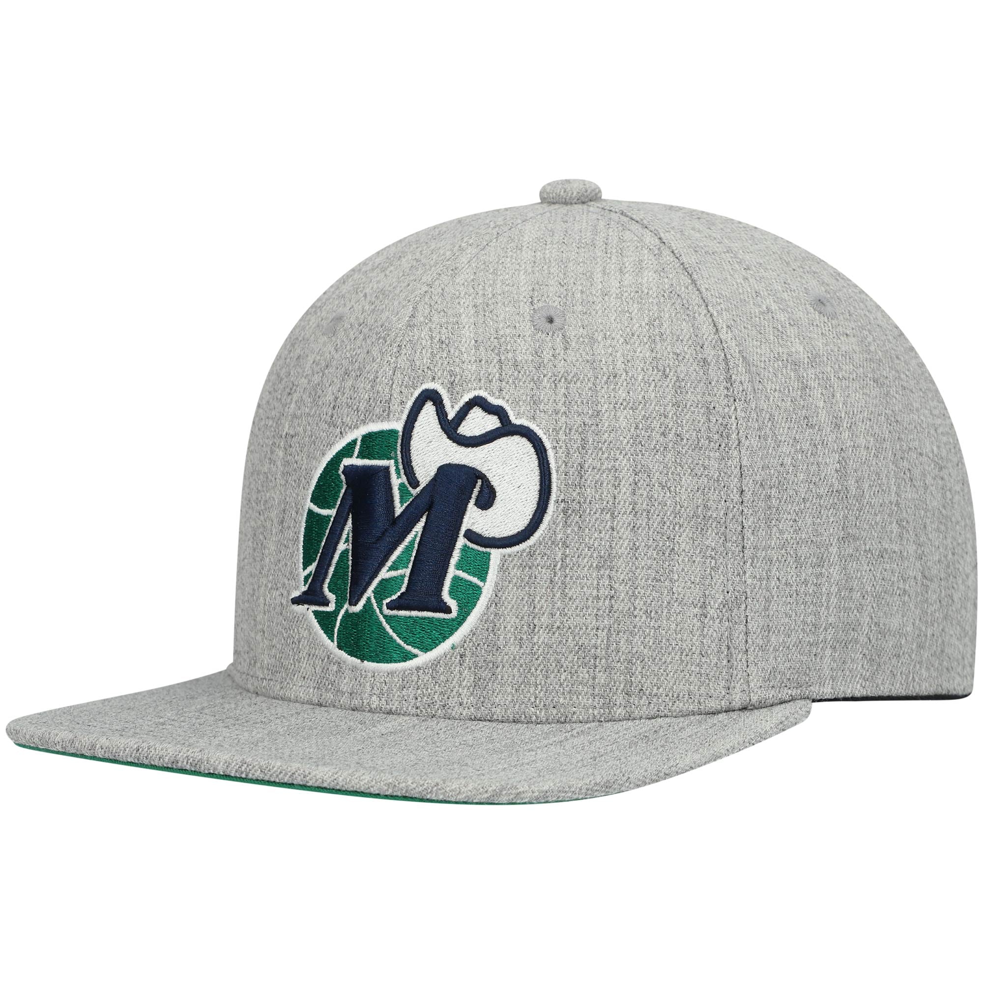 Men's Dallas Mavericks Mitchell & Ness Heathered Gray Hardwood Classics Team 2.0 Snapback Hat