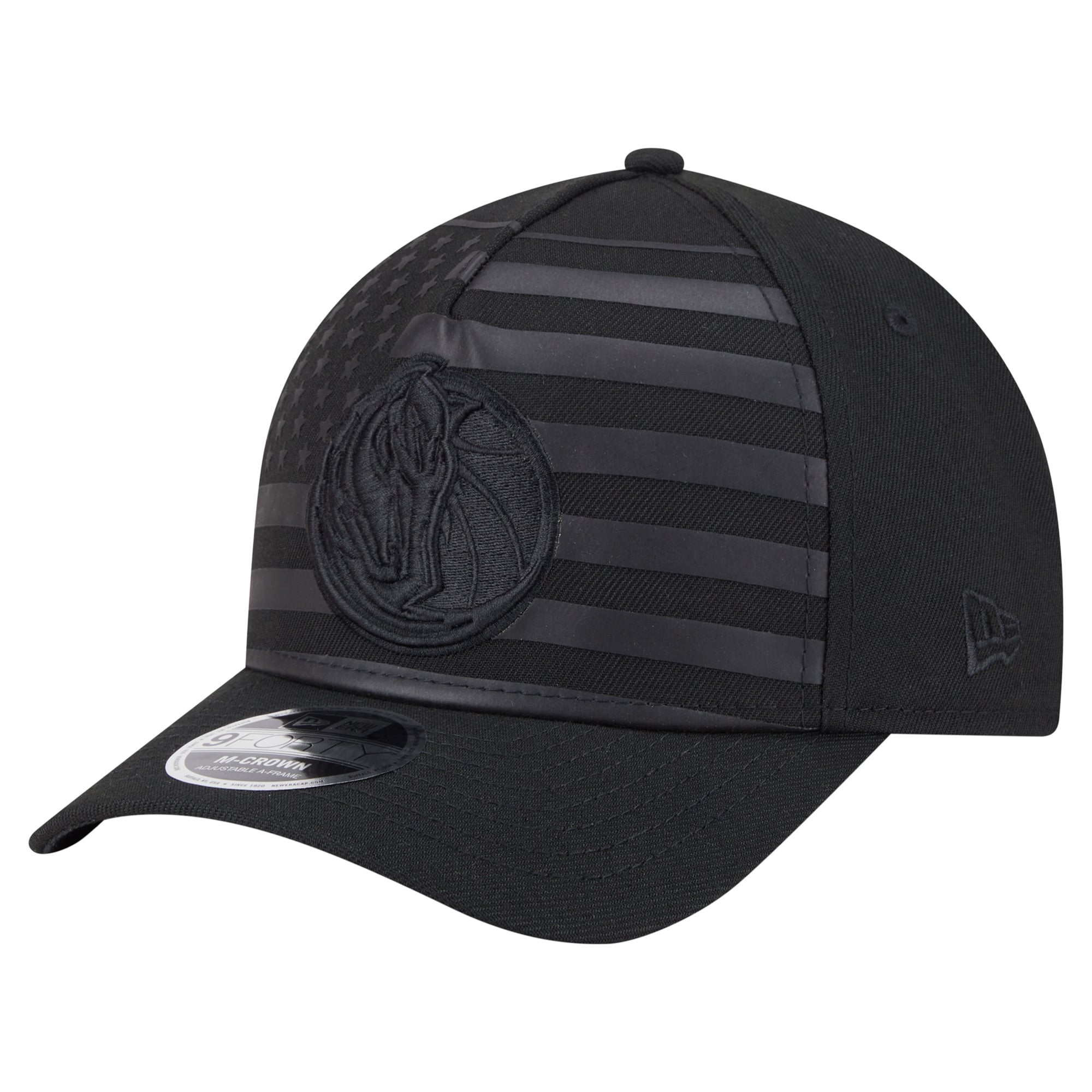 Men's Dallas Mavericks New Era Black Game Day Flag A-Frame 9FORTY Adjustable Hat
