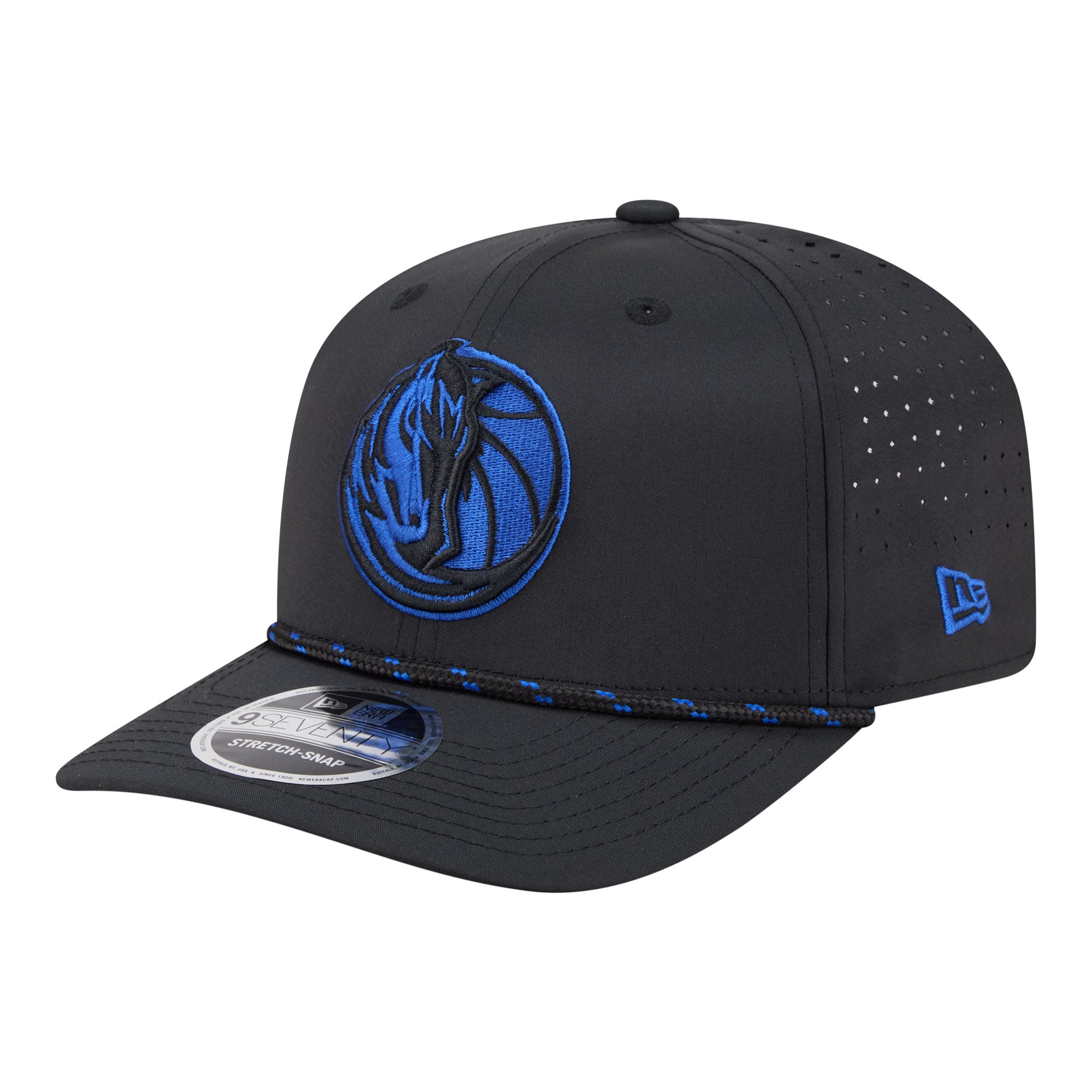 Men's New Era Black Dallas Mavericks Sport Rope Vented Stretch-Snap 9SEVENTY Hat