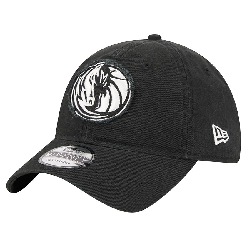Men's Dallas Mavericks New Era Black Stamp Fabric Applique 9TWENTY Adjustable Hat