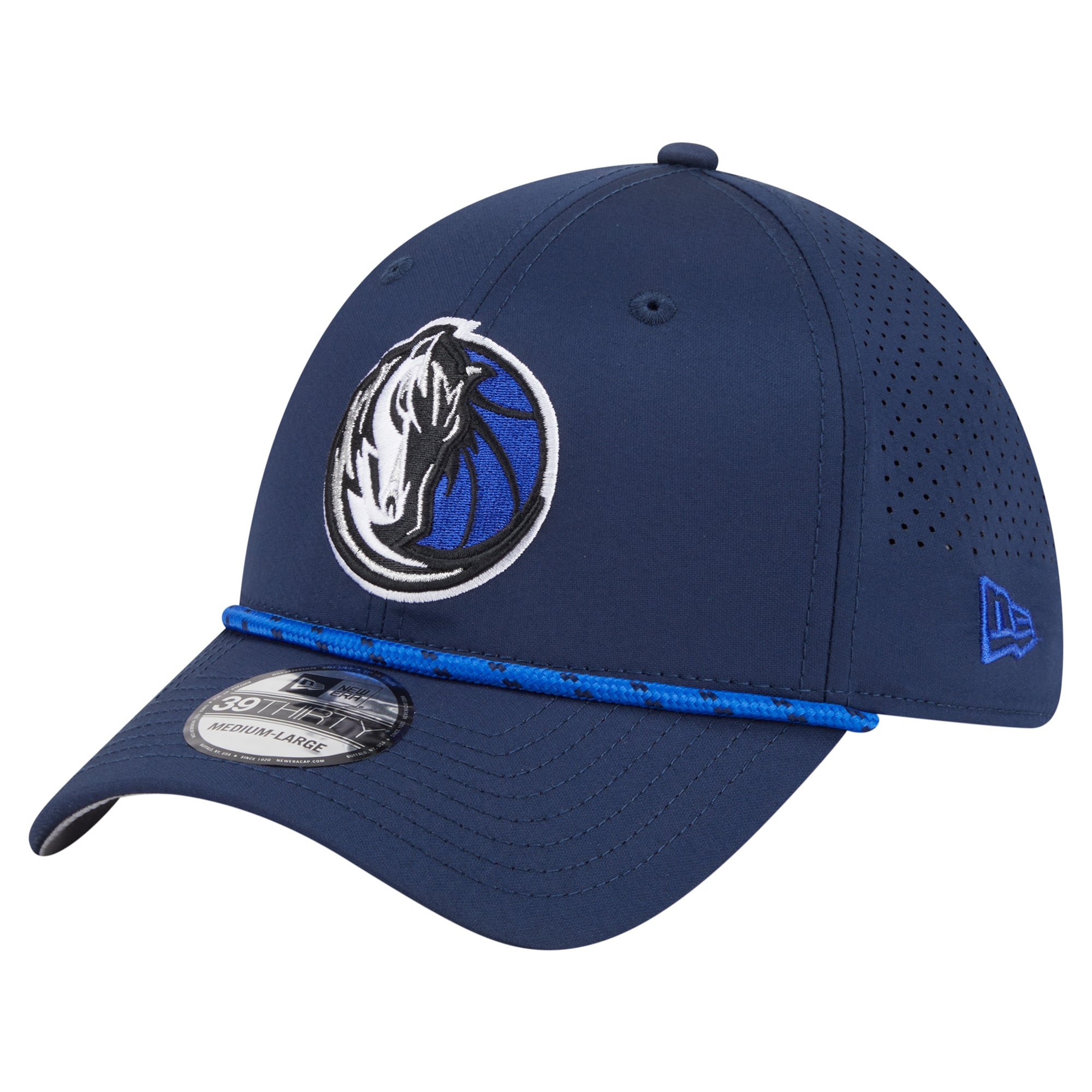 Men's Dallas Mavericks New Era Blue Featherweight Poly Rope Flex 39Thirty Hat