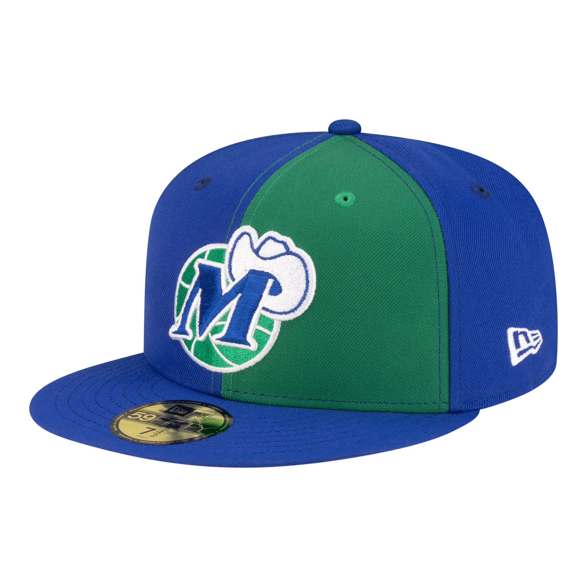 Men's New Era Green/Blue Dallas Mavericks 80s Throwback Pinwheel 59FIFTY Fitted Hat