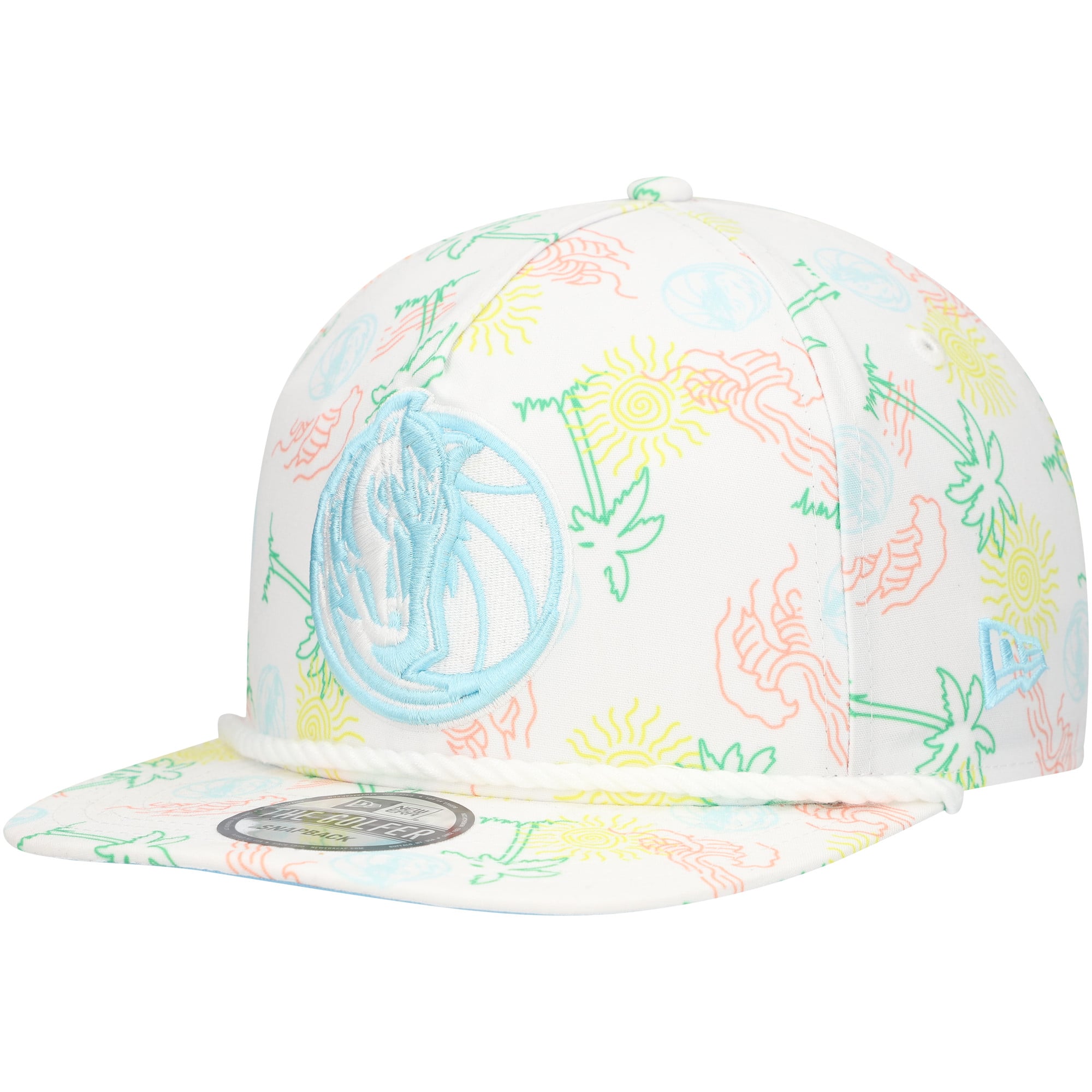 Men's Dallas Mavericks New Era White Palm Trees and Waves Golfer Adjustable Hat