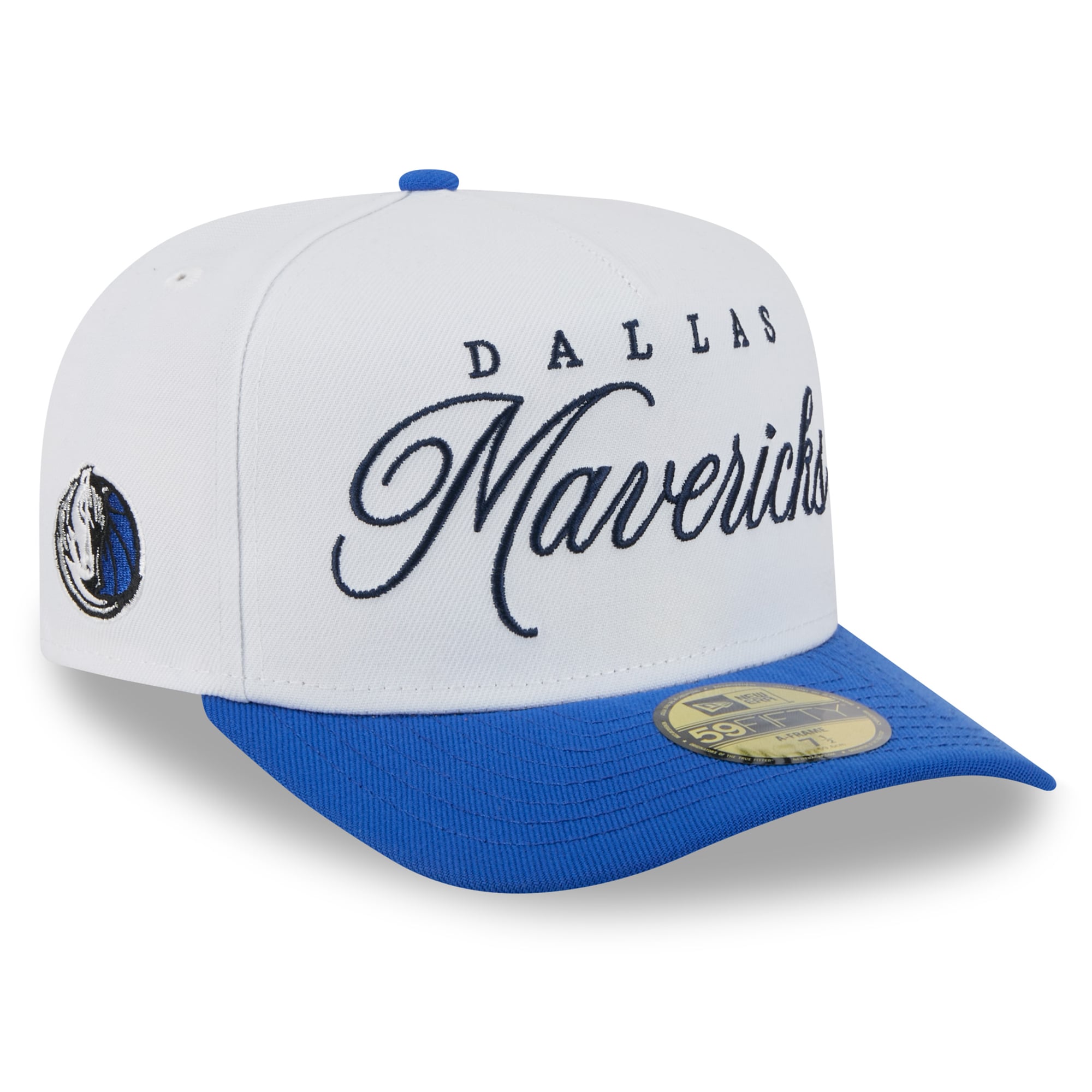 Men's Dallas Mavericks New Era White/Blue 2025 NBA Draft A-Frame 59FIFTY Fitted Hat