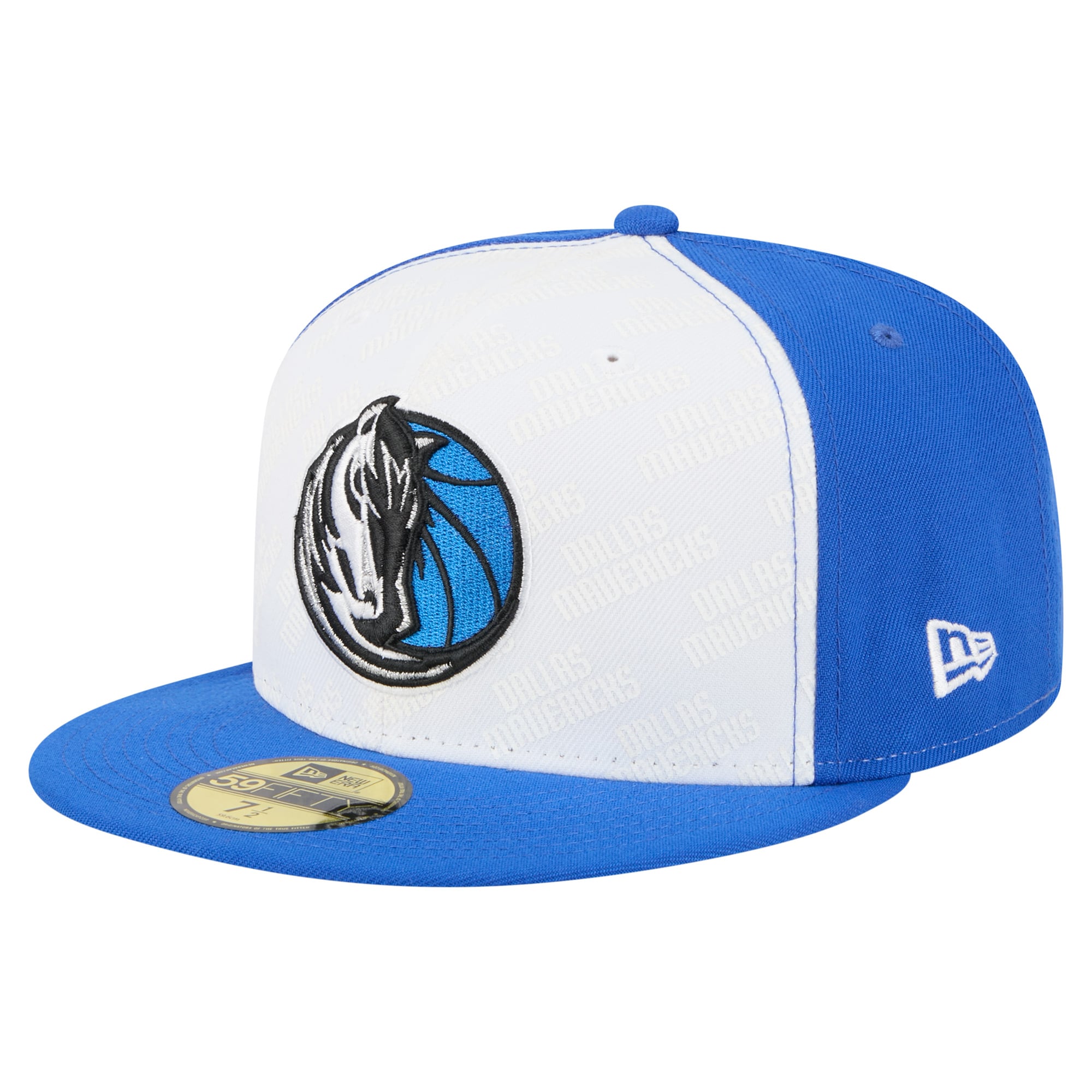 Men's Dallas Mavericks New Era White/Blue Repeat 59Fifty Fitted Hat
