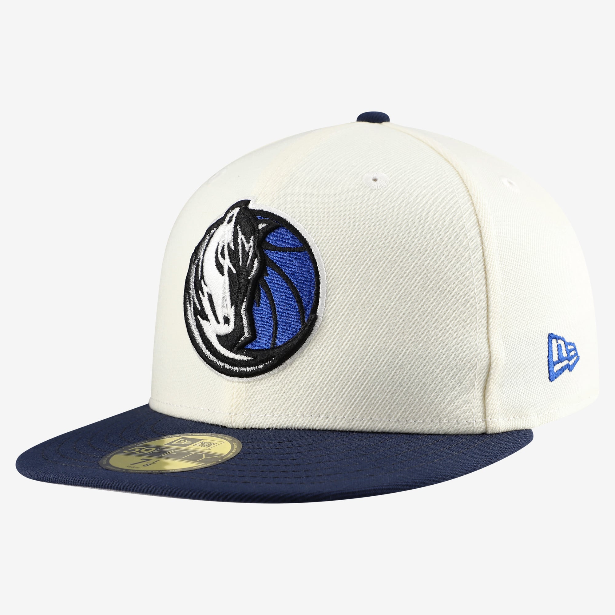 Men's Dallas Mavericks New Era White/Navy Chrome 59FIFTY Fitted Hat