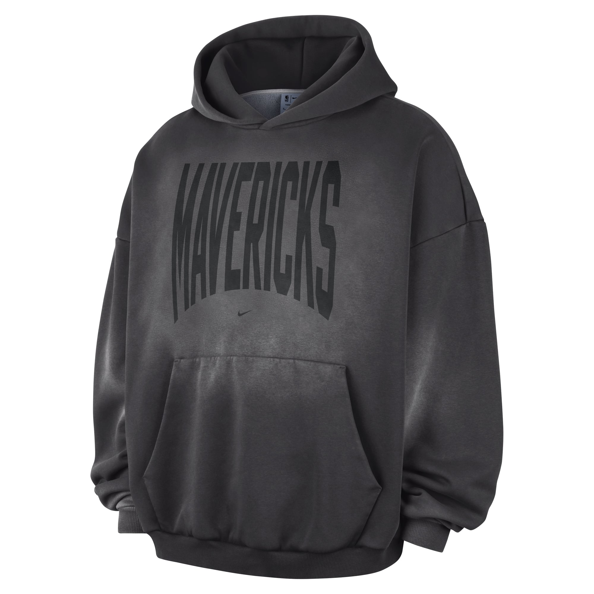 Sweat à capuche Nike Dallas Mavericks 2026 Standard Issue Travel Washed Fleece pour homme, couleur anthracite.