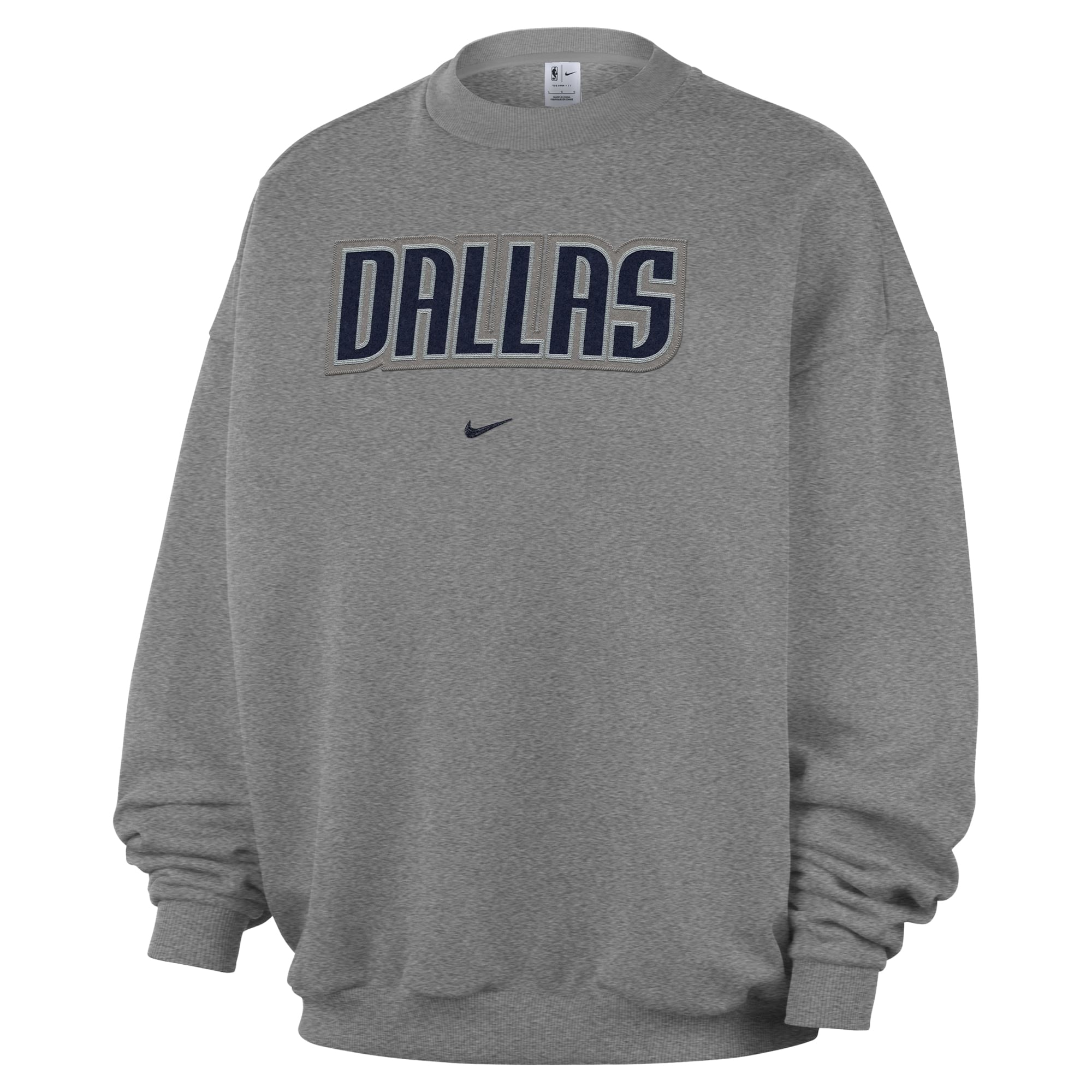 Men's Nike Dark Heather Gray Dallas Mavericks Standard Issue Wordmark Fleece Crewneck Sweatshirt