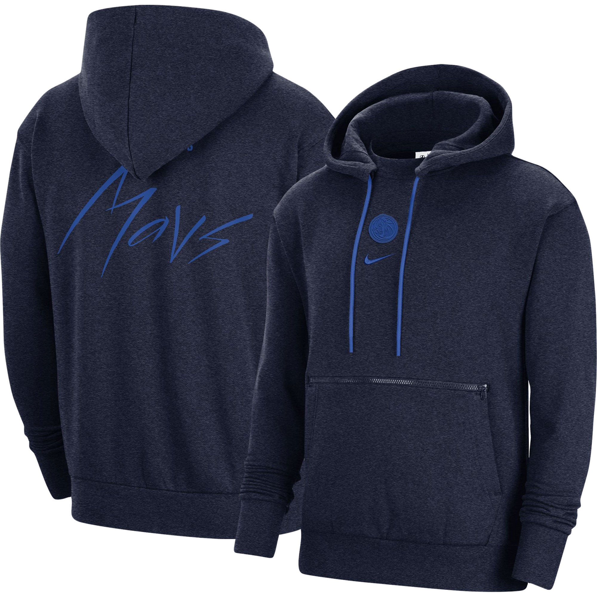 Sweat à capuche Nike Heather Navy Dallas Mavericks Courtside Versus Flight pour homme