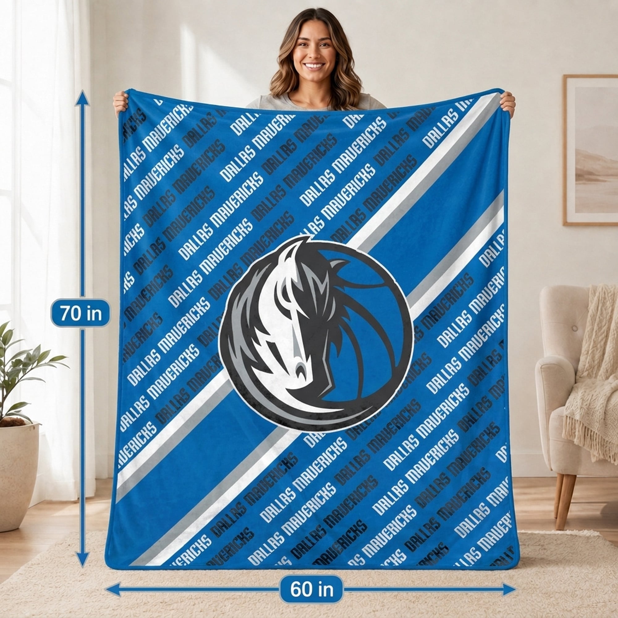 Pegasus Dallas Mavericks 60" x 70" Diagonal Lined Wordmark Ultra Soft Blanket