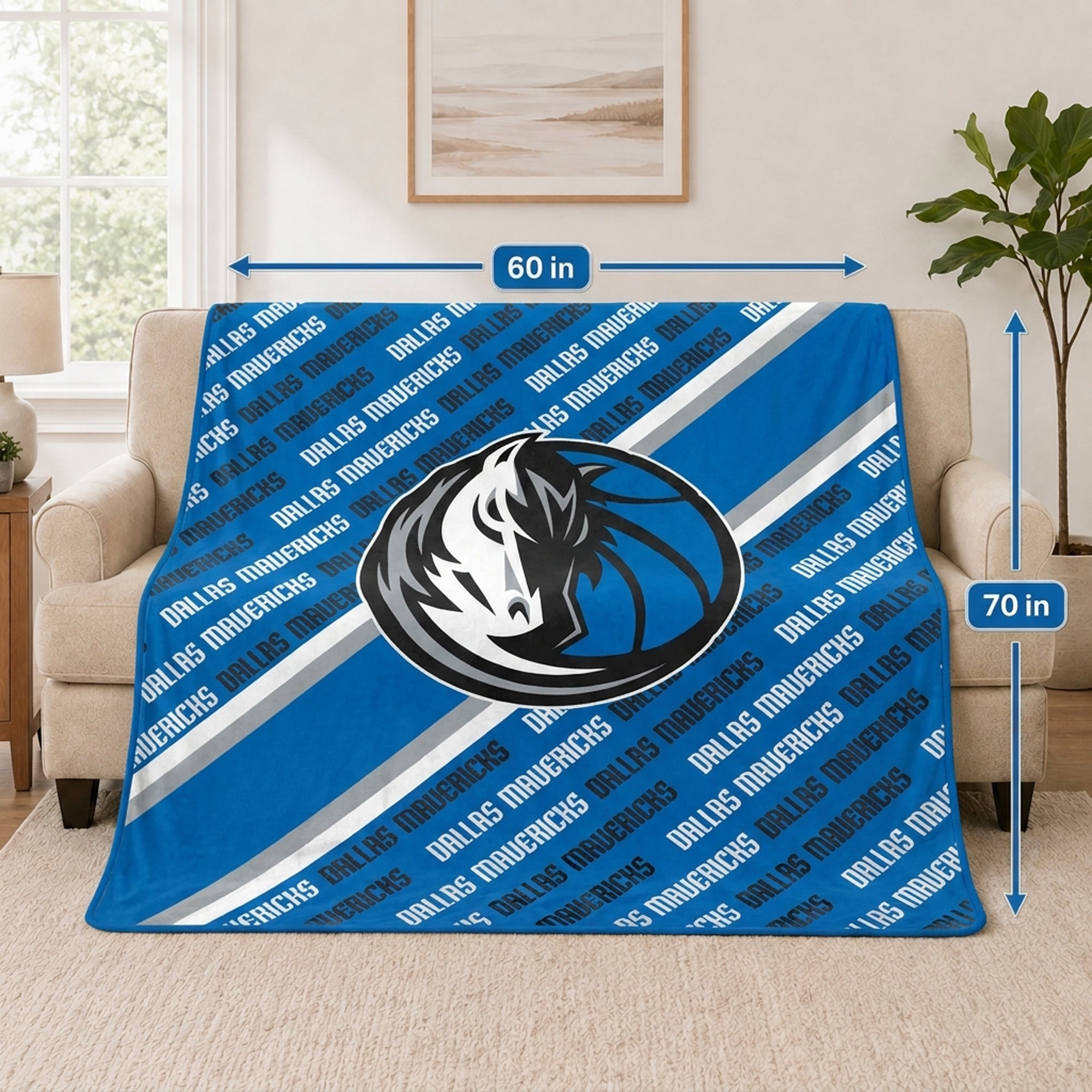 Pegasus Dallas Mavericks 60" x 70" Diagonal Lined Wordmark Ultra Soft Blanket