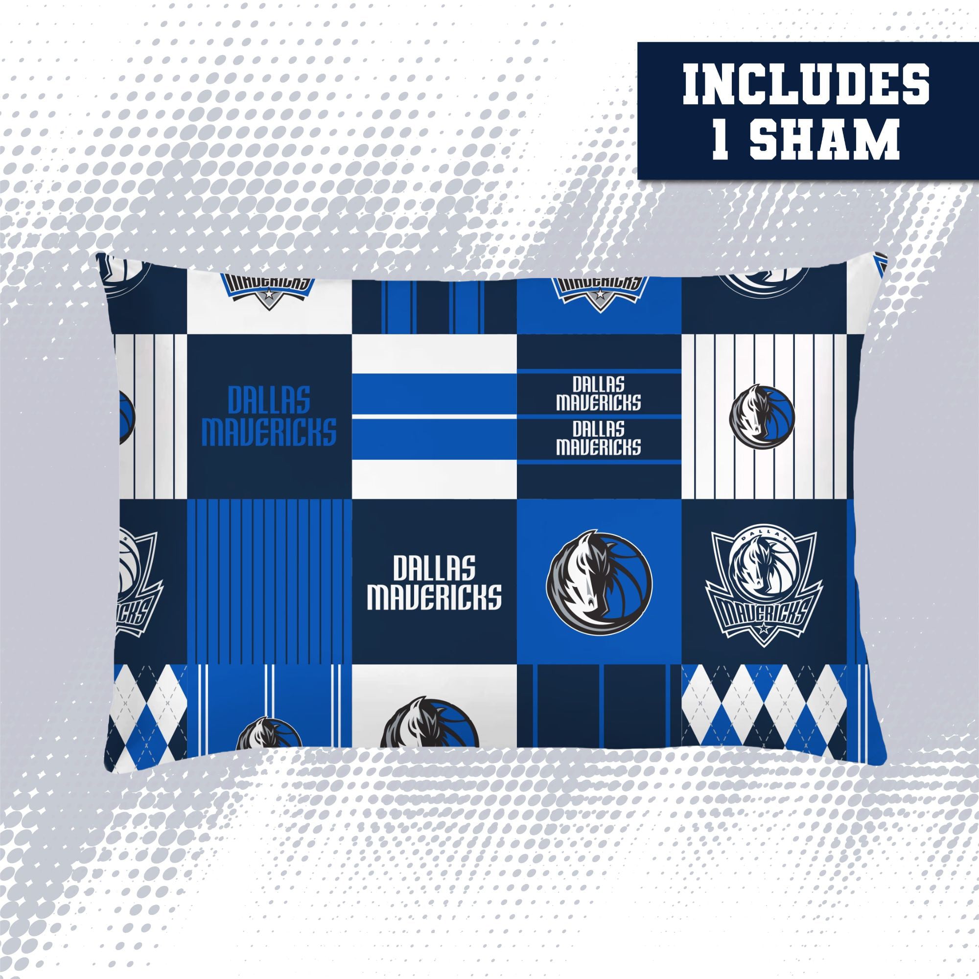 Ensemble de literie trois pièces à carreaux patchwork Pegasus Dallas Mavericks pour lit double/queen