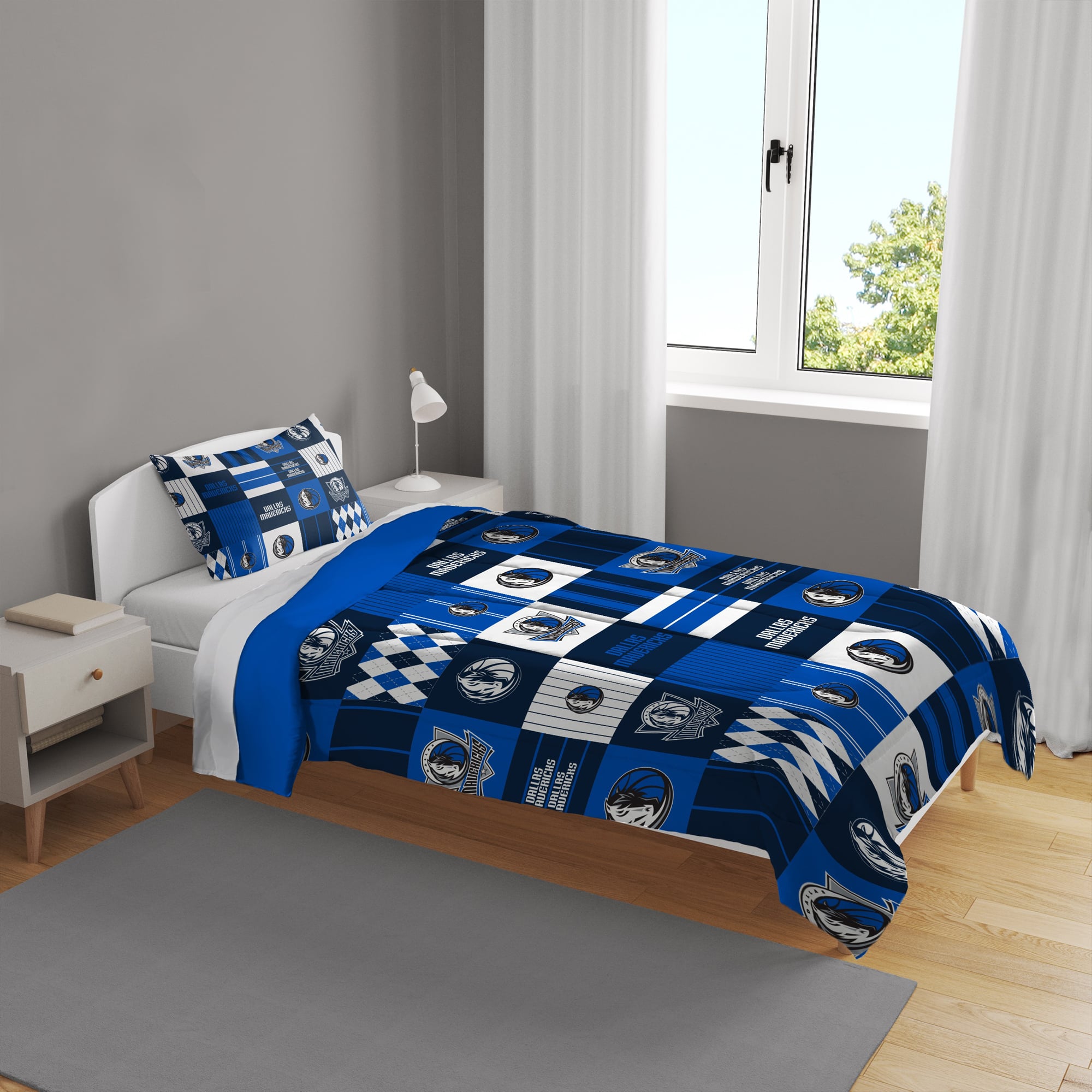 Ensemble de literie deux pièces Pegasus Dallas Mavericks Patchwork Plaid pour lit simple/simple XL