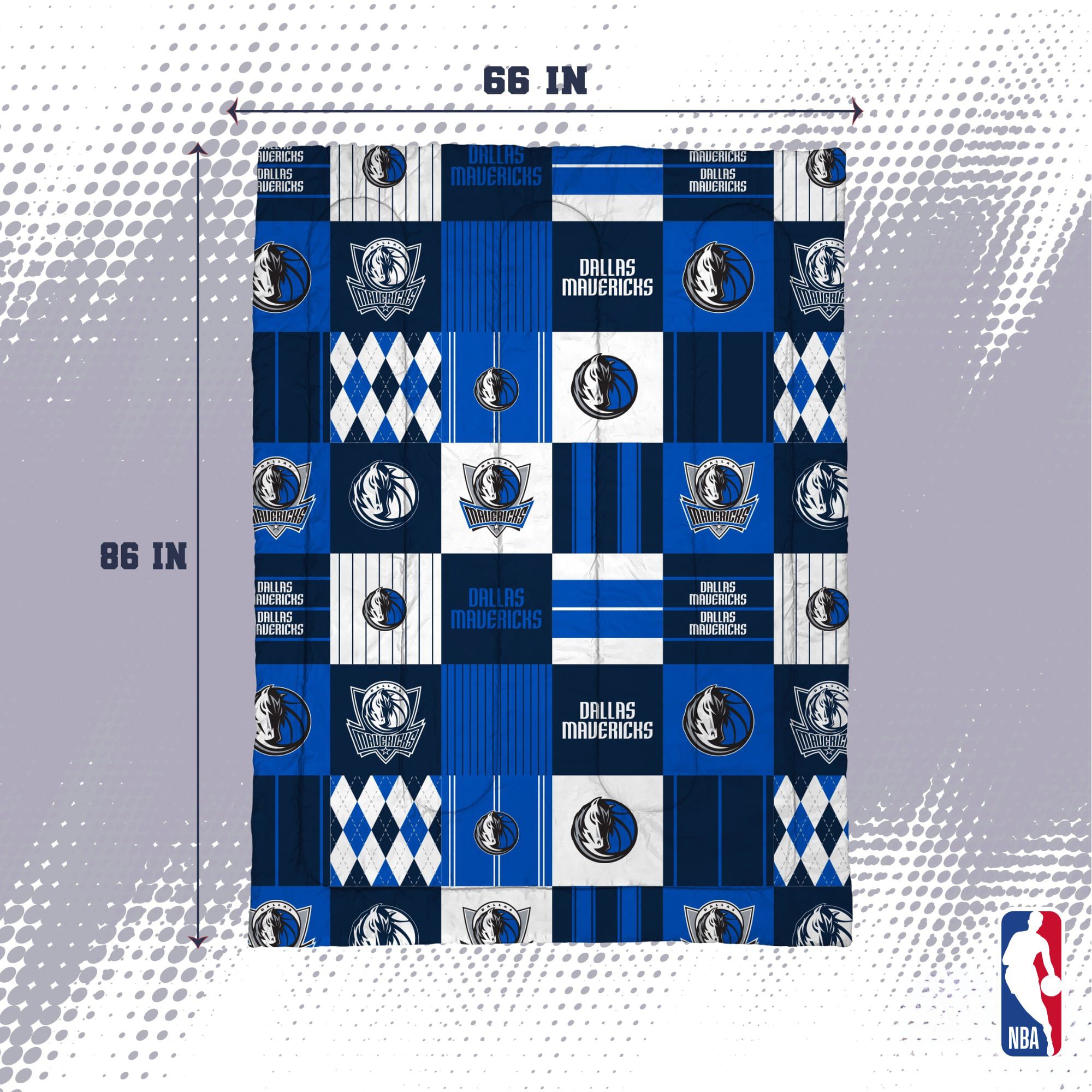 Ensemble de literie deux pièces Pegasus Dallas Mavericks Patchwork Plaid pour lit simple/simple XL