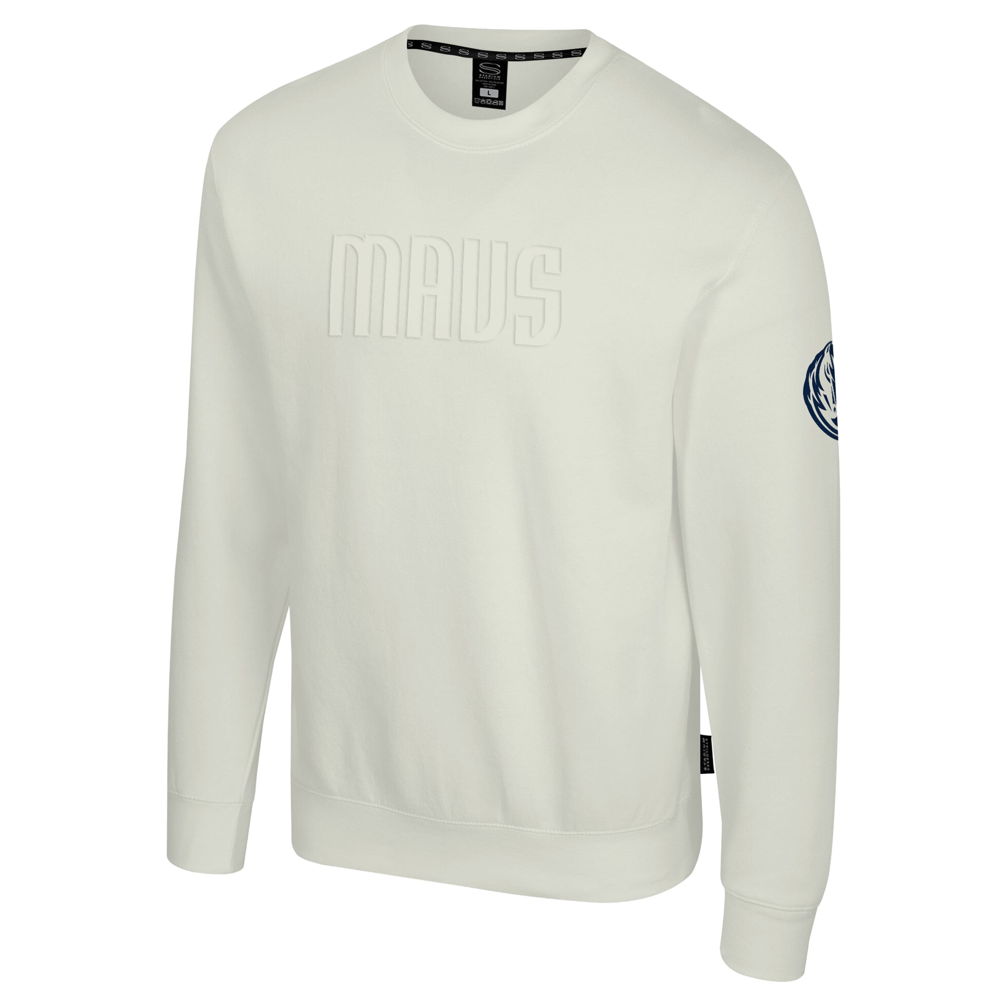 Unisex Stadium Essentials Cream Dallas Mavericks Debossed Monochrome Logo Sweatshirt