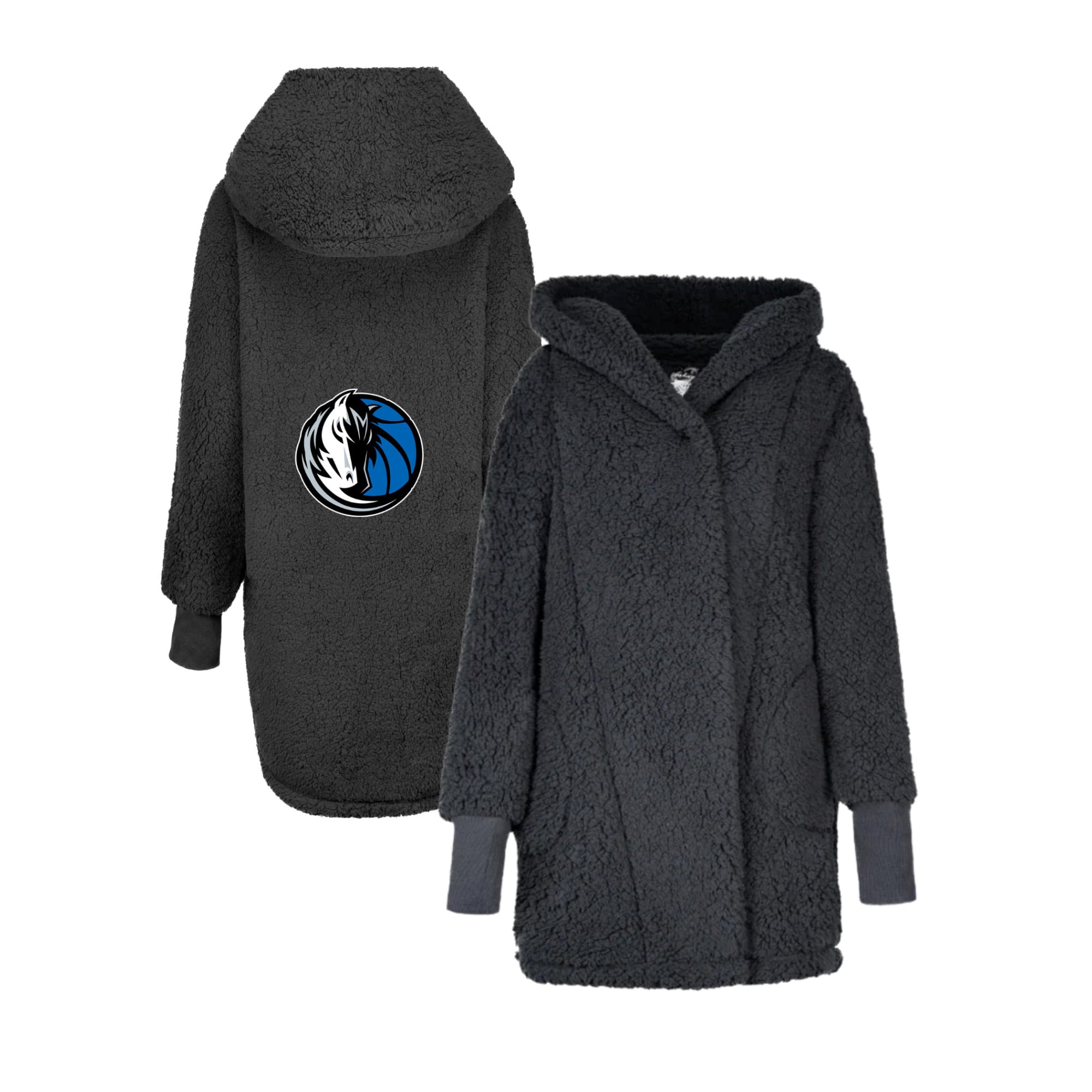 Sweat à capuche ouvert surdimensionné noir Dallas Mavericks par Jill Martin, le meilleur transat du monde