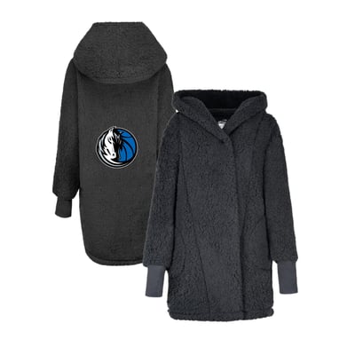 The Best Lounger in the World By Jill Martin Dallas Mavericks Unisex Black Oversized Open-Front Hoodie Sweater