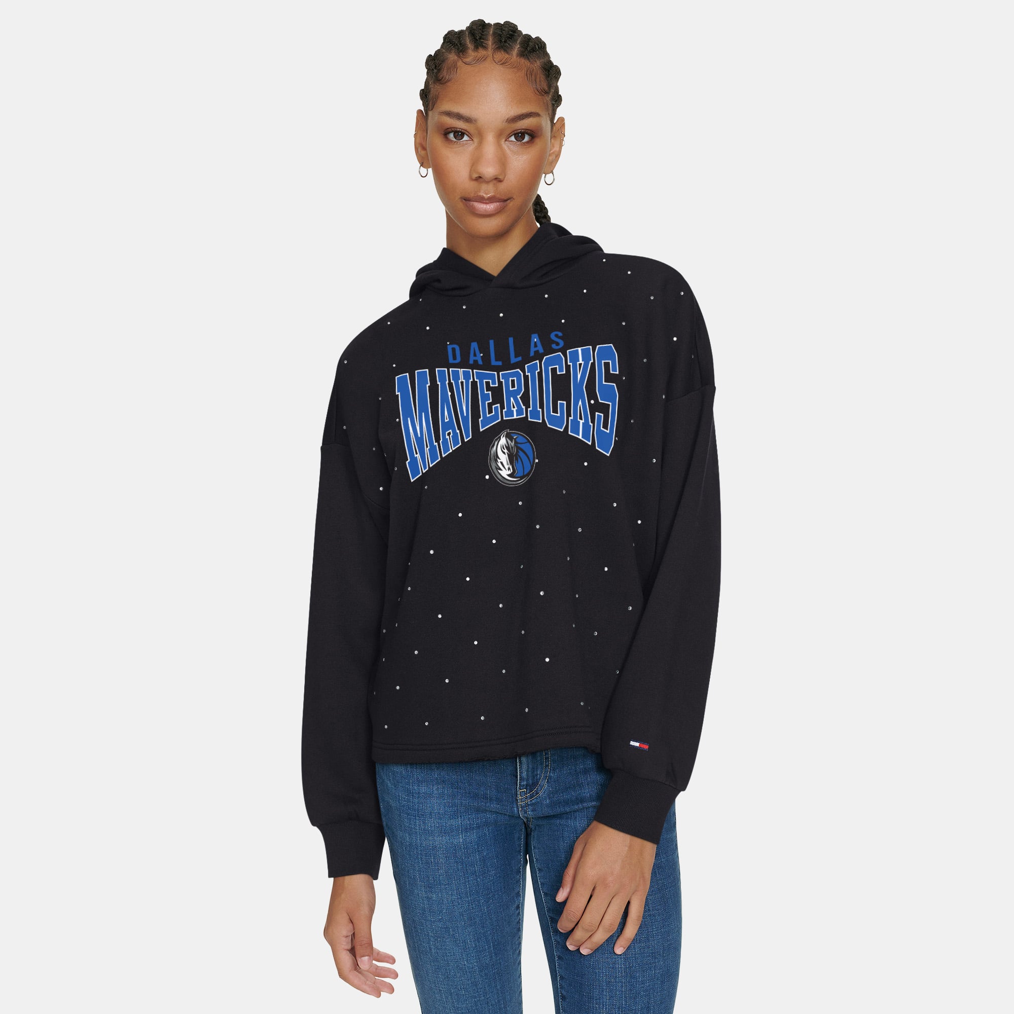 Sweat à capuche court Stella Dallas Mavericks noir Tommy Jeans pour femme