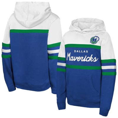 Dallas Mavericks Mitchell & Ness Youth Vintage Head Coach Hoodie - Blue/White