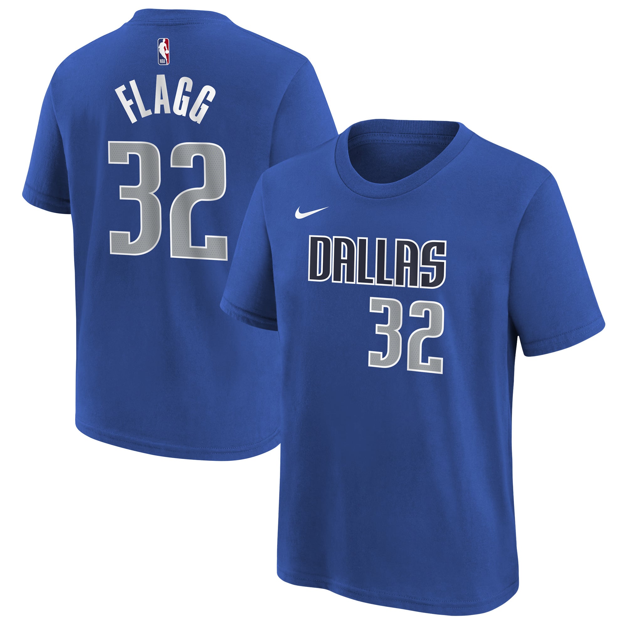 T-shirt Nike Cooper Flagg bleu pour jeune, icône de la draft NBA 2025 des Dallas Mavericks, avec nom et numéro