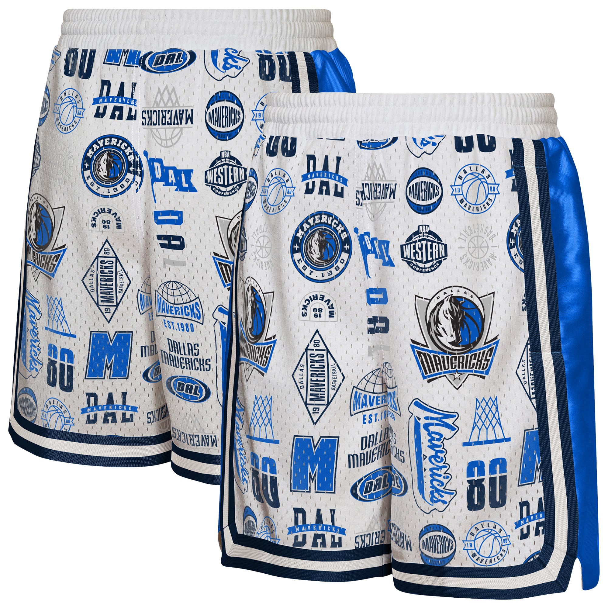 Short de basketball blanc Outerstuff Dallas Mavericks Ball Hog Dazzle pour jeunes