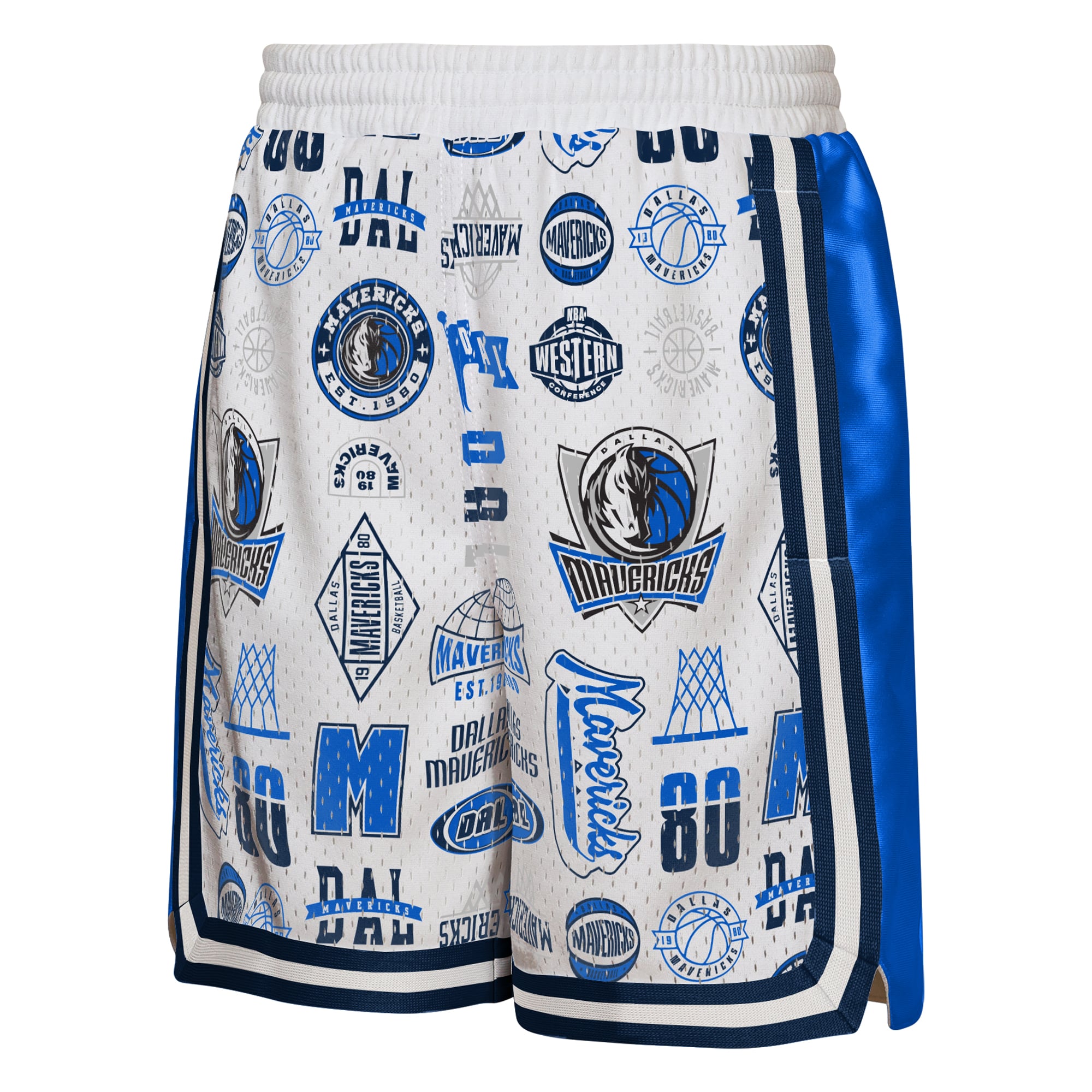 Short de basketball blanc Outerstuff Dallas Mavericks Ball Hog Dazzle pour jeunes