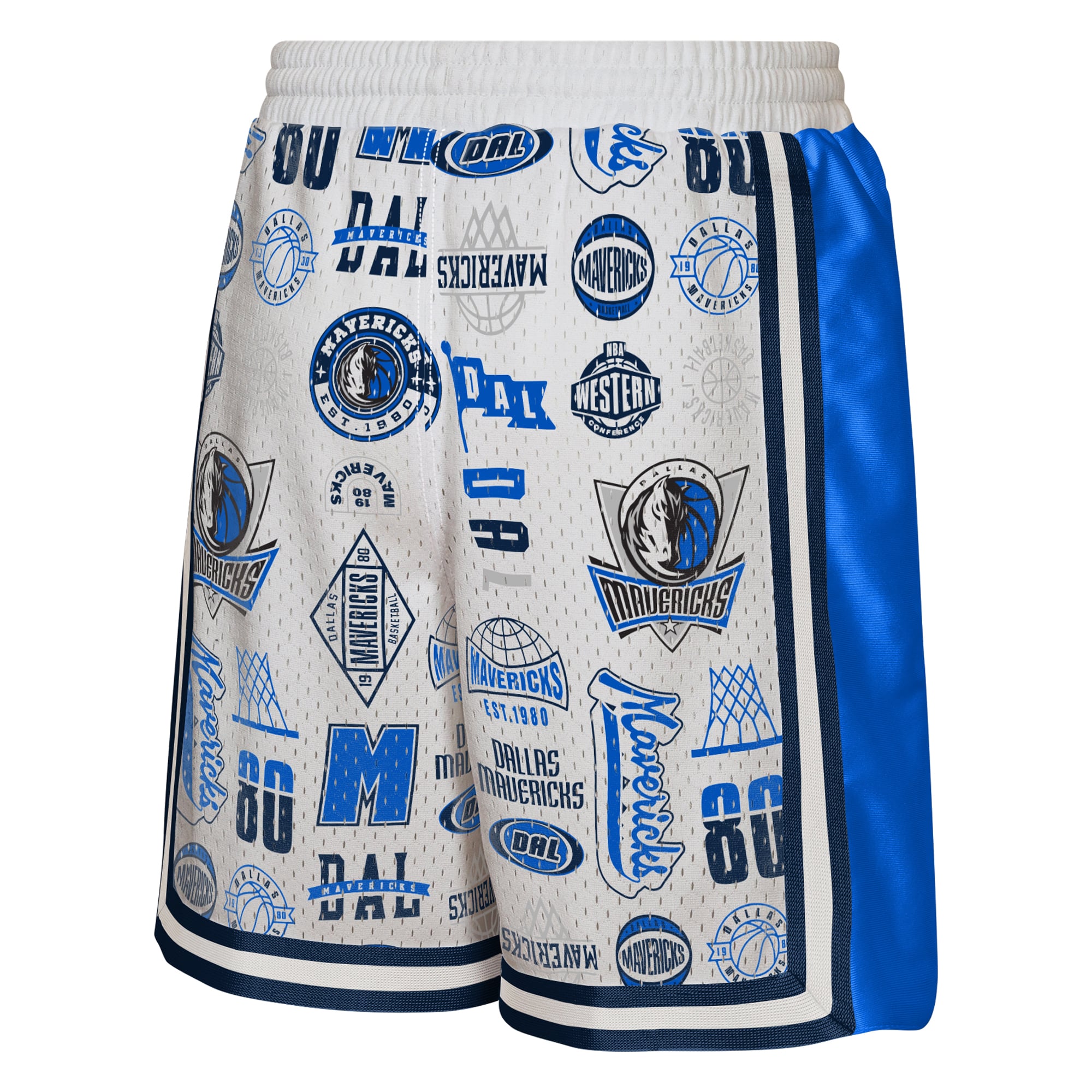 Short de basketball blanc Outerstuff Dallas Mavericks Ball Hog Dazzle pour jeunes