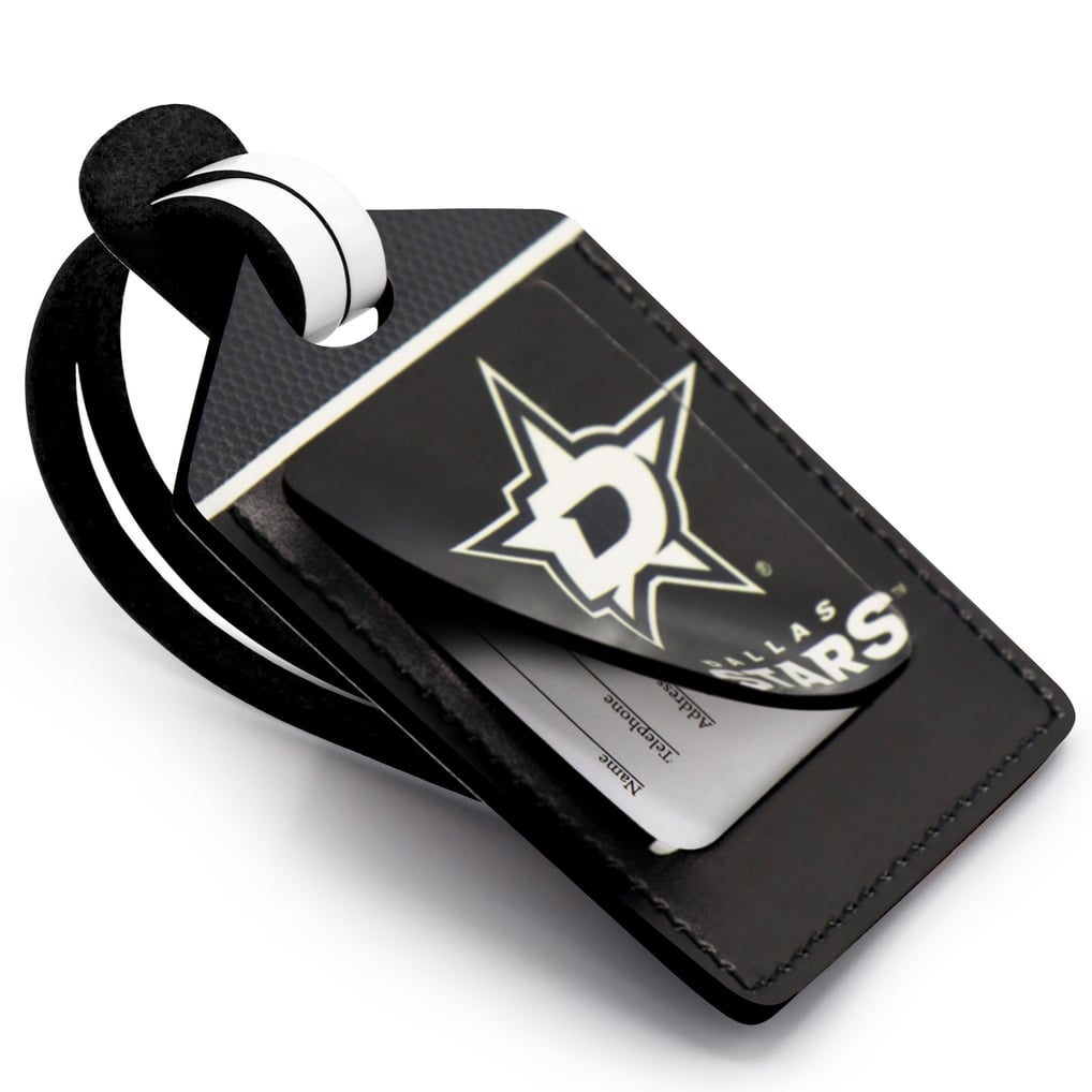 Dallas Stars Black Personalized Leather Luggage Tag